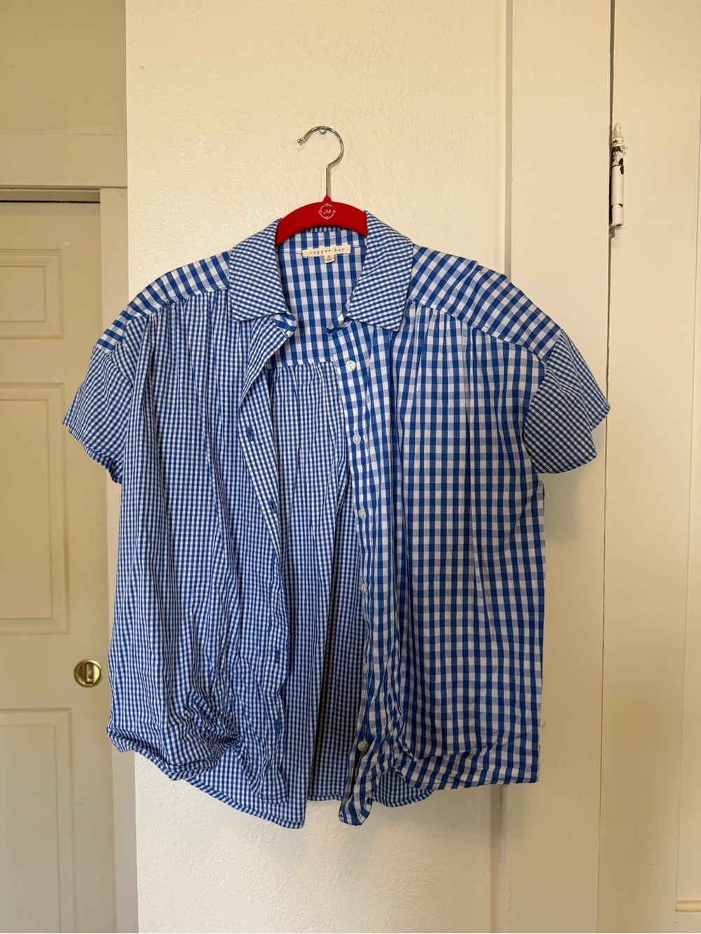 Copper Key Blue Gingham Short-Sleeve Button-Front Shirt